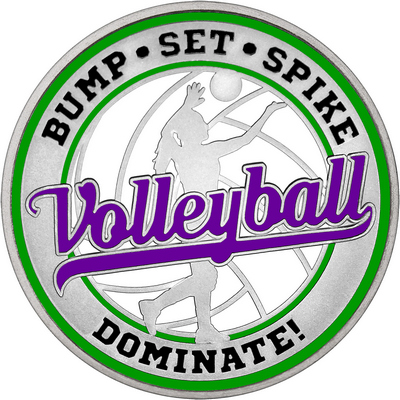 Purple "Volleyball" with Green Outer Circular Borders